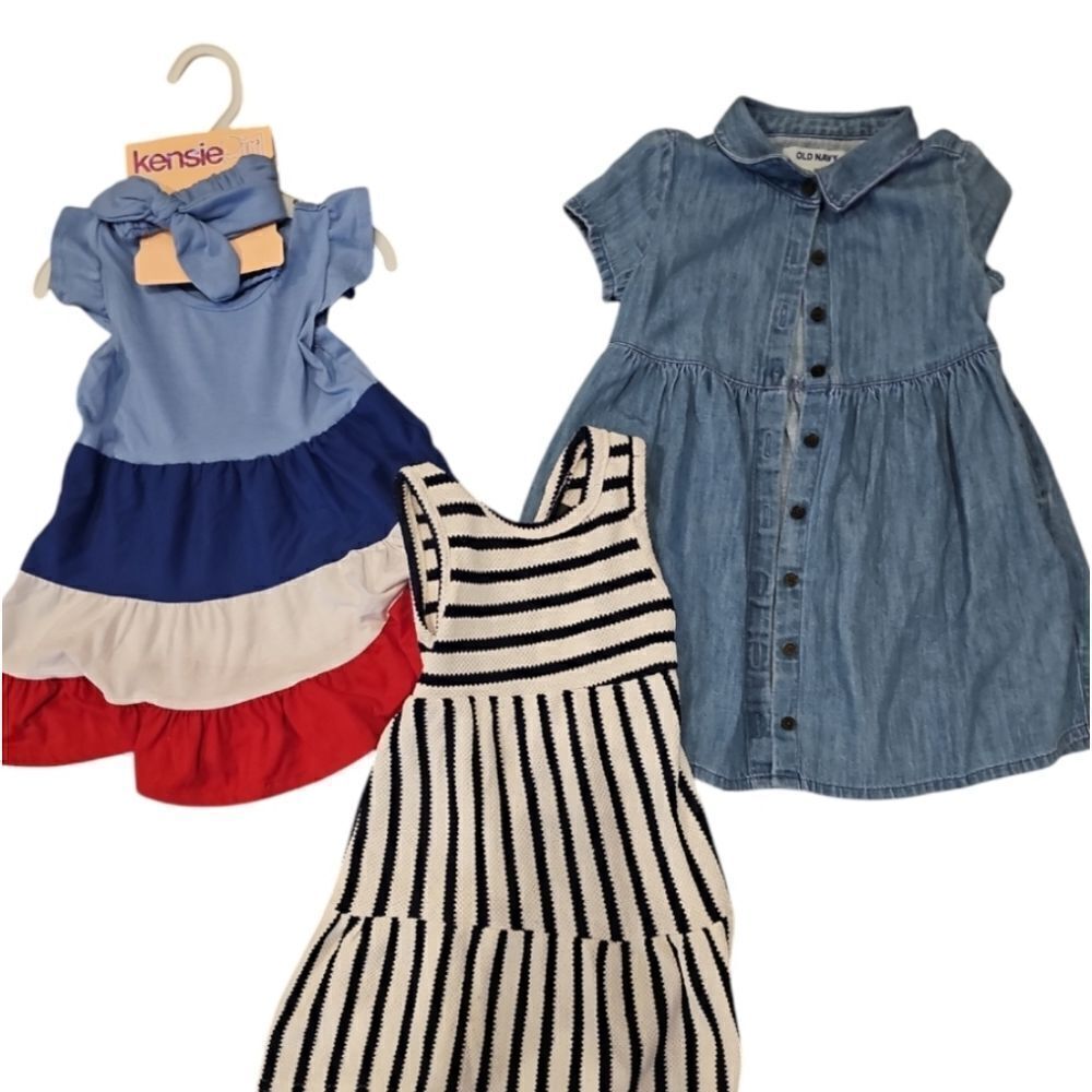 Kensie Casual Blue and Red Sundress with Peter Pan Collar